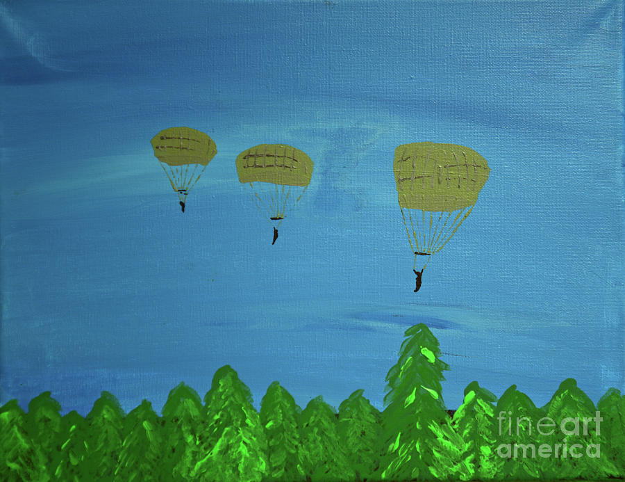 Veteran Painting - 3 Paratroops by Jeff Metheny