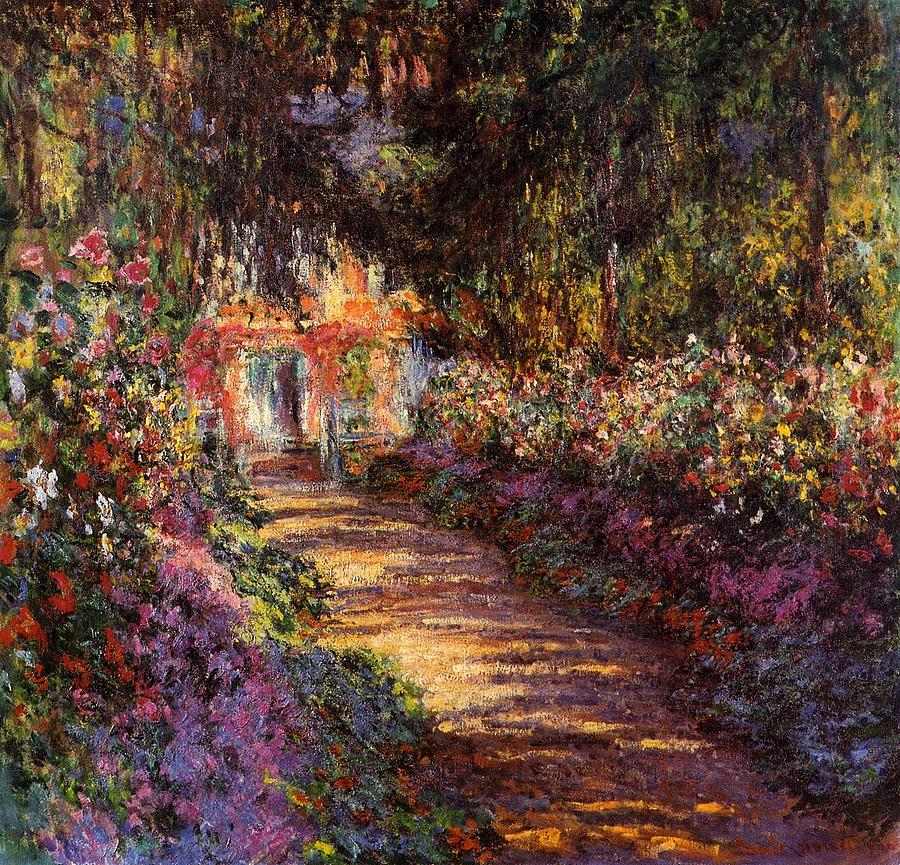 Pathway In Monets Garden At Giverny #3 Painting by Claude Monet