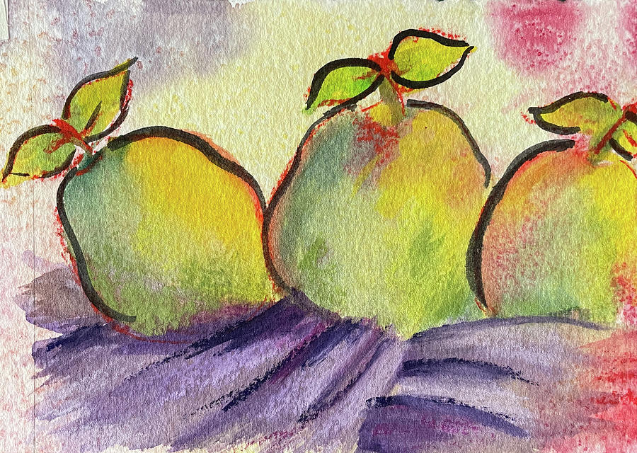 3 Pears Painting by Karin Eisermann