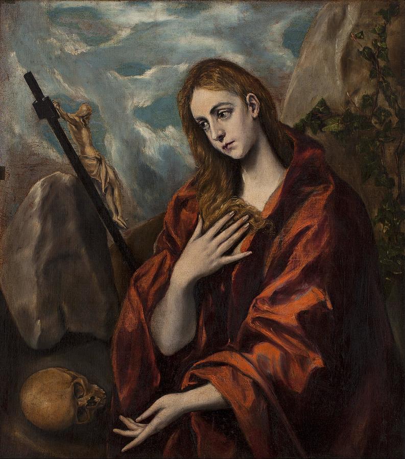 El Greco Painting - Penitent Magdalena  #3 by El Greco