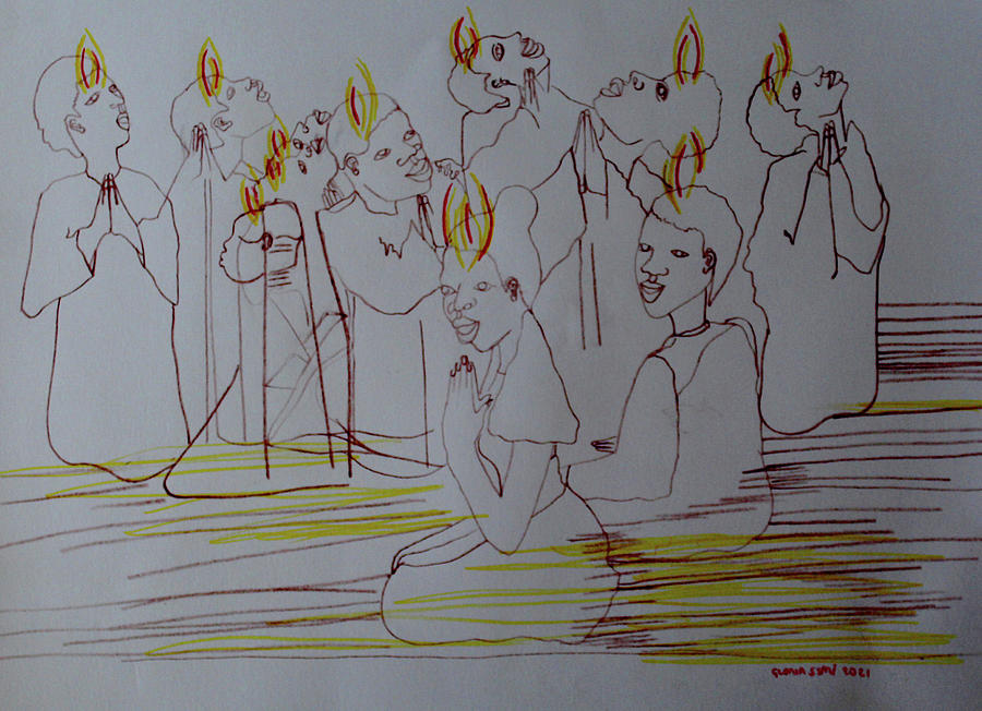 Pentecost #3 Mixed Media by Gloria Ssali