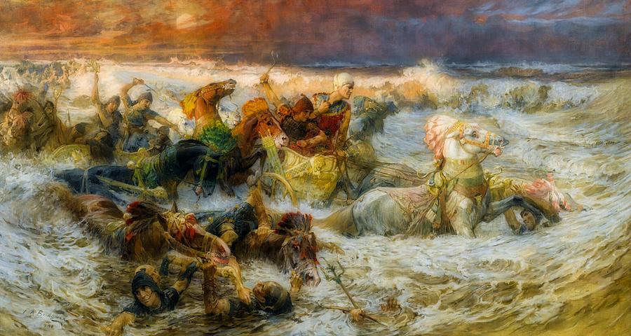 Pharaoh and His Army Engulfed by the Red Sea Painting by Frederick ...