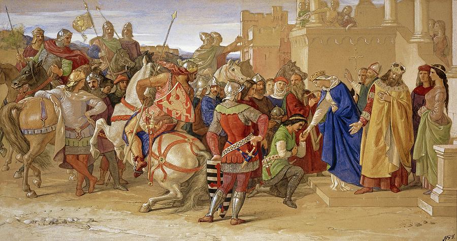 Piety-The Knights of the Round Table About to Depart in Quest of the Holy Grail #3 Painting by William Dyce