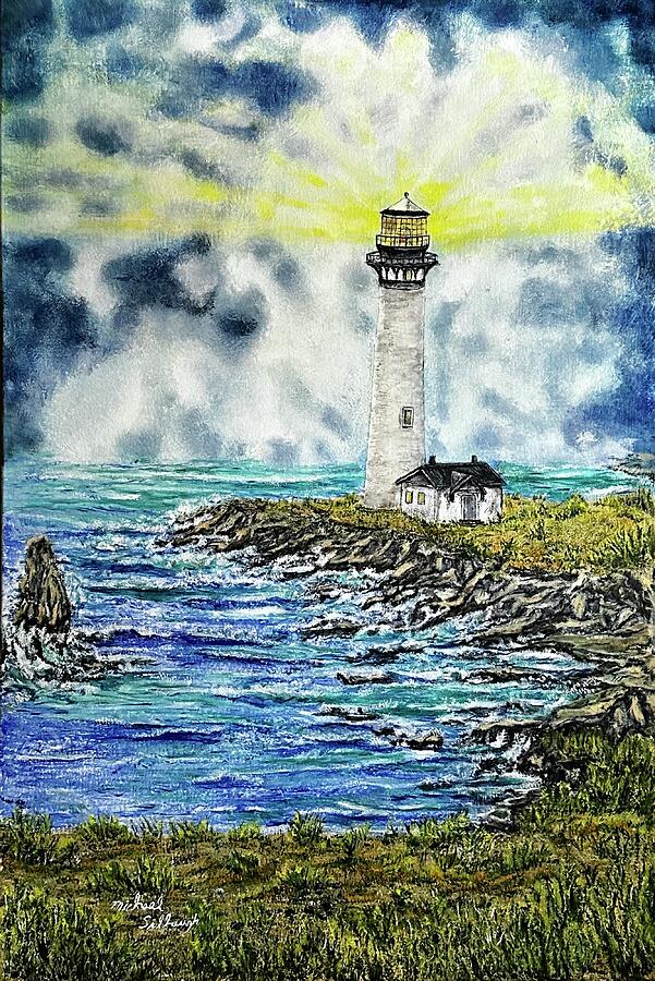 Pigeon Point Lighthouse  #1 Painting by Michael Silbaugh