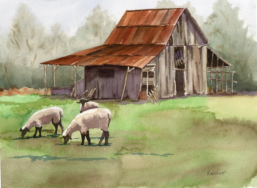 Sheep Painting - 3 Ply Wool by Marsha Elliott