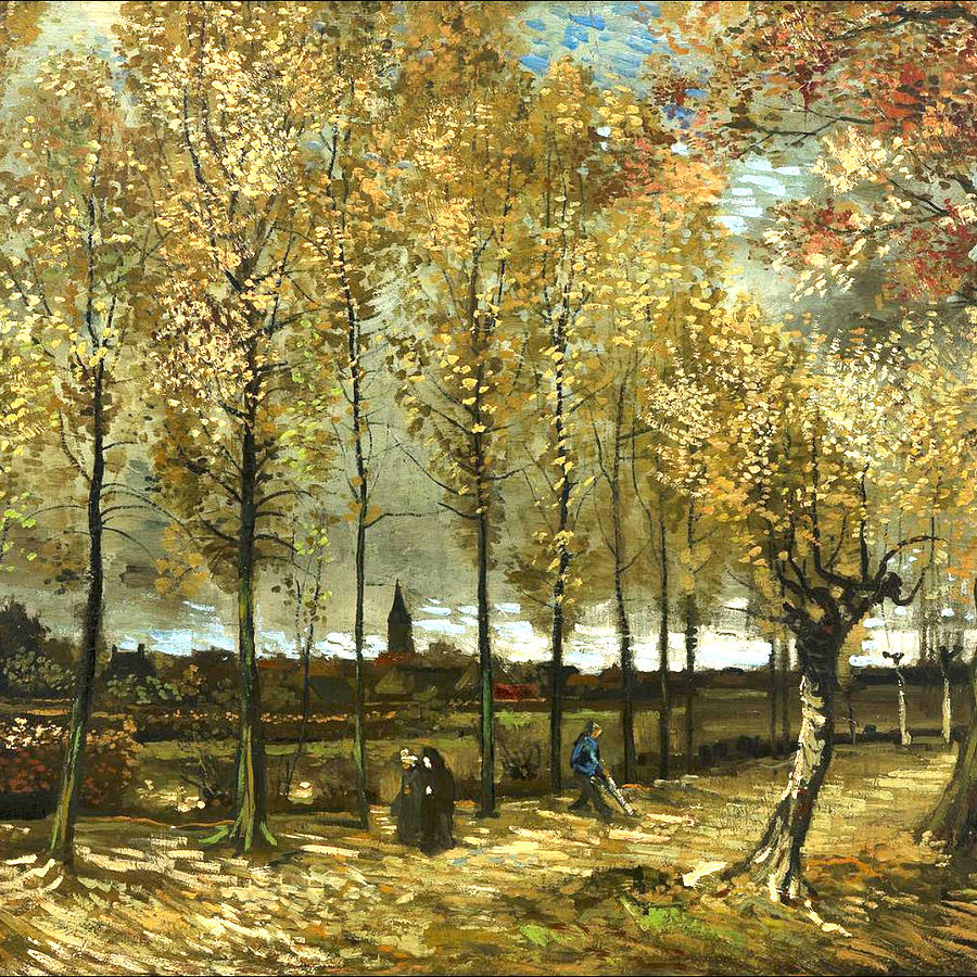 Poplars near Nuenen #3 Glass Art by Vincent van Gogh