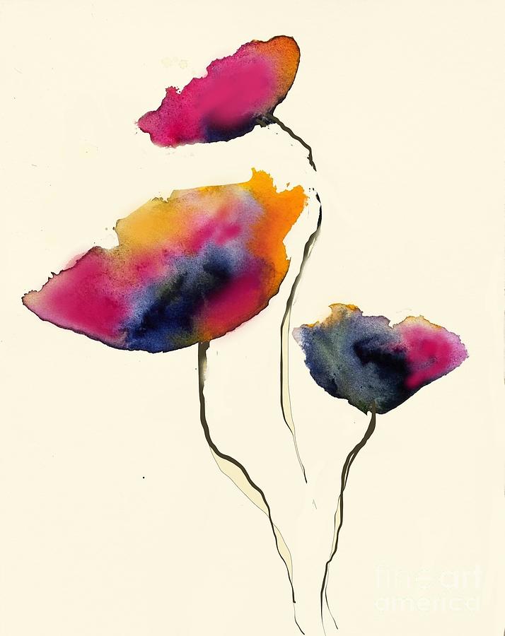 3 Poppies Painting by Vesna Antic