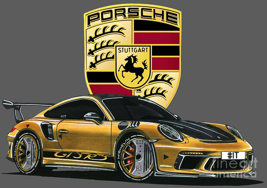 Porsche 911 GT3 RS Drawing by Vladyslav Shapovalenko Fine Art America