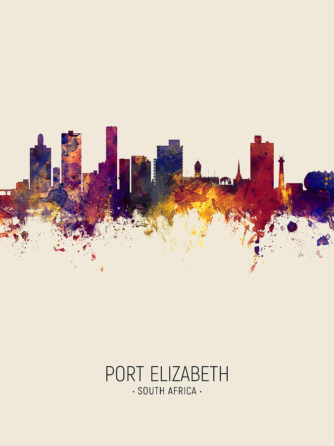 Port Elizabeth South Africa Skyline #3 Digital Art by Michael Tompsett