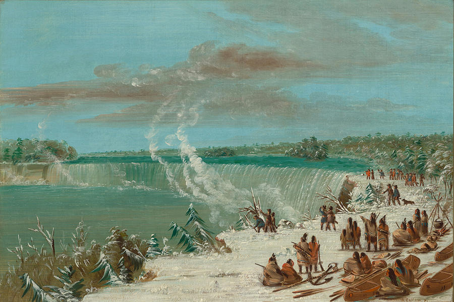 Portage Around the Falls of Niagara at Table Rock #4 Painting by George Catlin