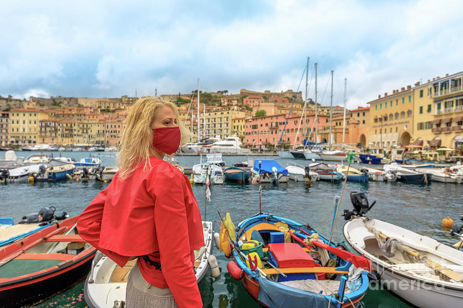 Portoferraio woman with surgical mask #3 Photograph by Benny Marty