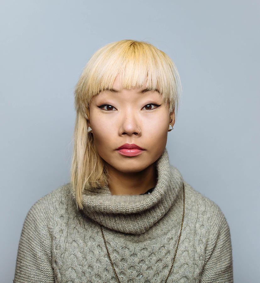 Portrait of Asian woman with blonde hair #3 Photograph by Ian Ross Pettigrew