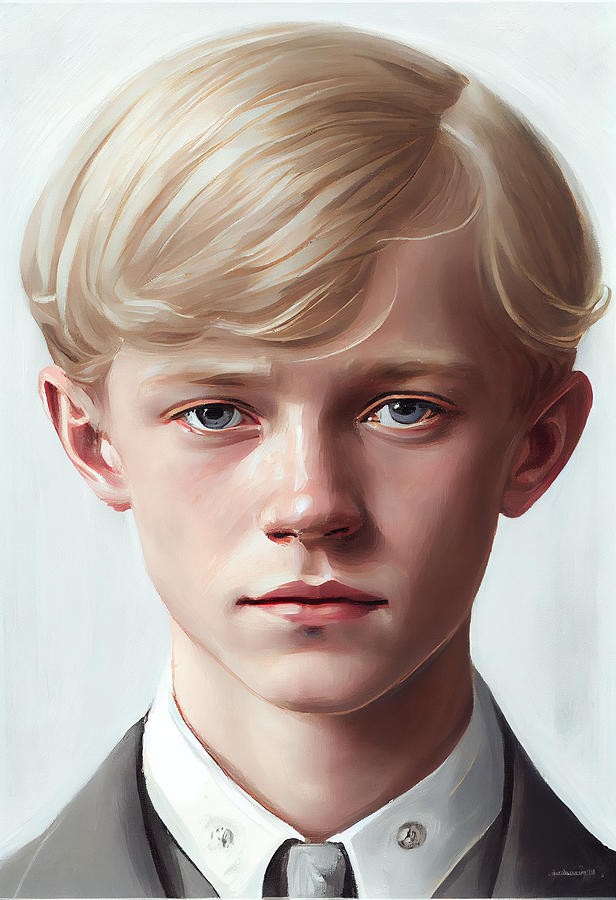 portrait  of  year      old  boy  with  slender  w  by Asar Studios Digital Art