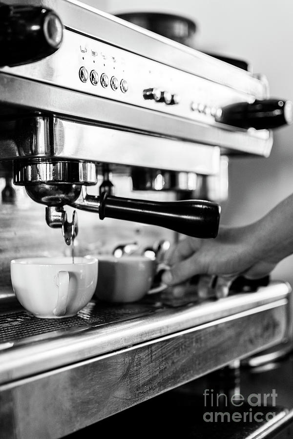 Professional Espresso Coffee Making Machine Close Up In Black An #3 Photograph by JM Travel Photography