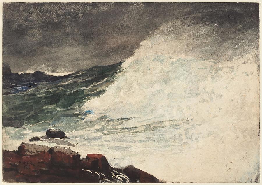 Winslow Homer Painting - Prouts Neck  Breaking Wave by Winslow Homer