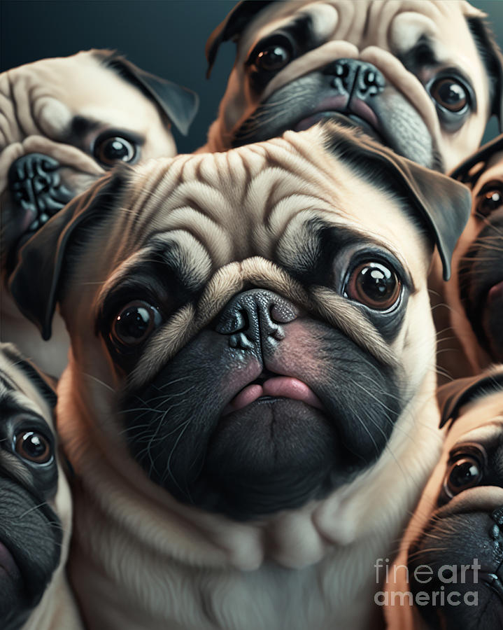 Dog Digital Art - Pug selfie #3 by Sabantha