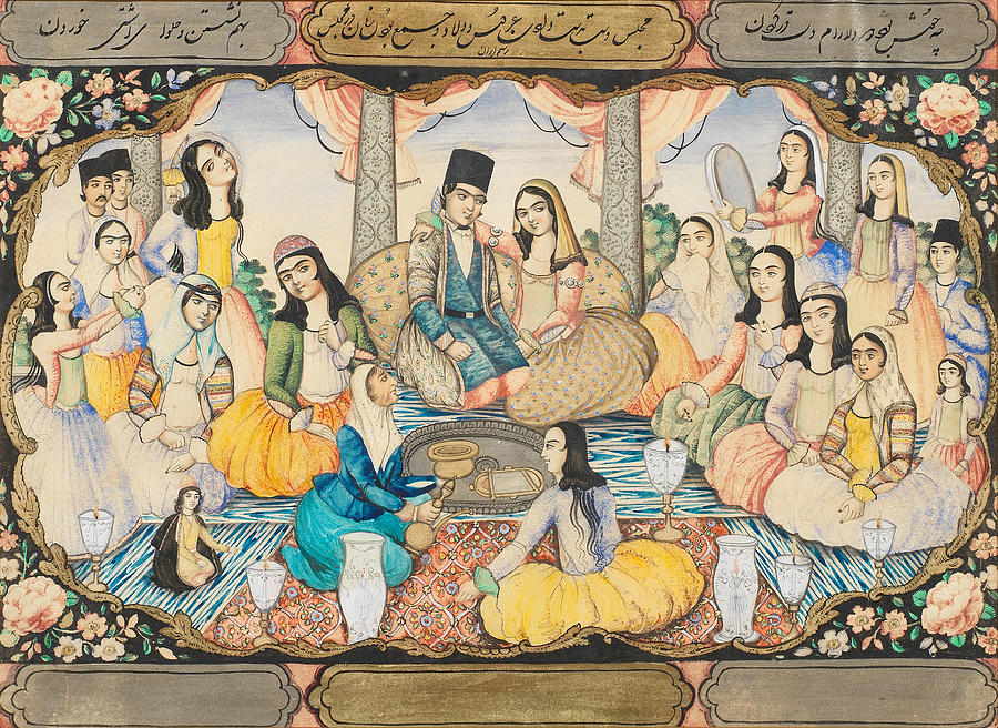 QAJAR PAINTINGS DEPICTING PREPARATIONS BEFORE A WEDDING, THE CEREMONY, AND ITS AFTERMATH Persia, sec #3 Painting by Artistic Rifki