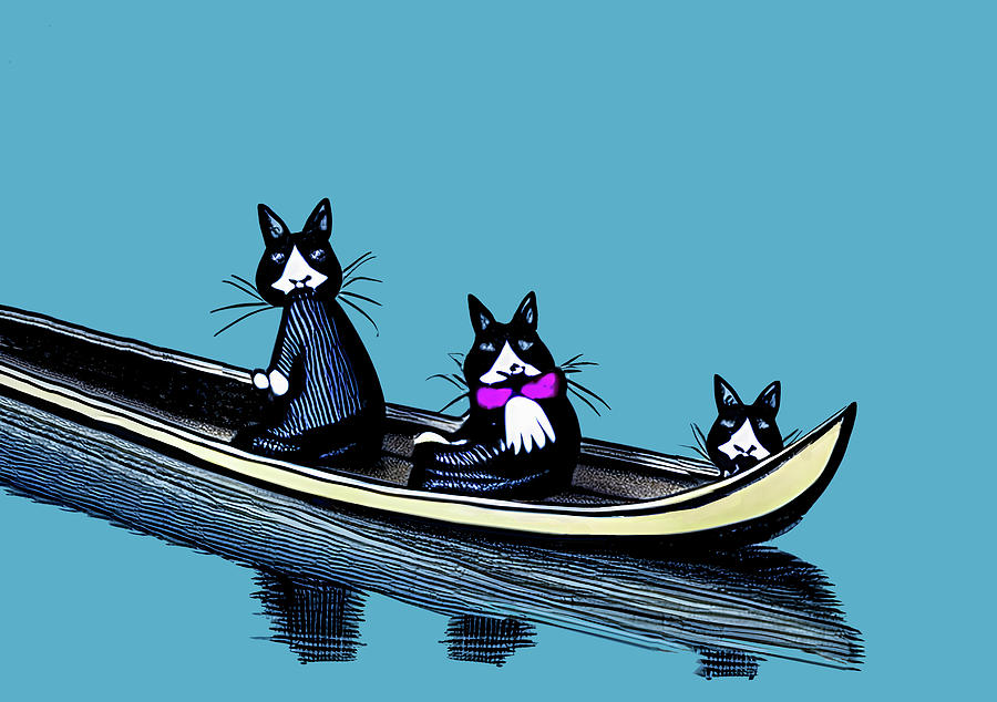 3 Rabbits in a Boat Digital Art by Steve Taylor