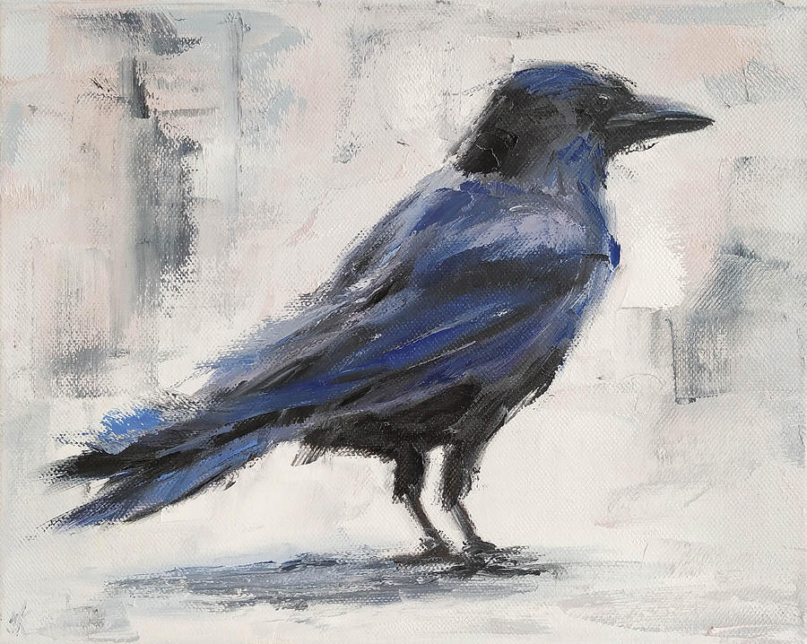 Raven bird painting Painting by Iryna Khort - Fine Art America