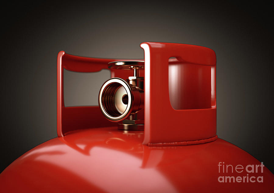 Bottle Digital Art - Red Gas Cylinder #3 by Allan Swart