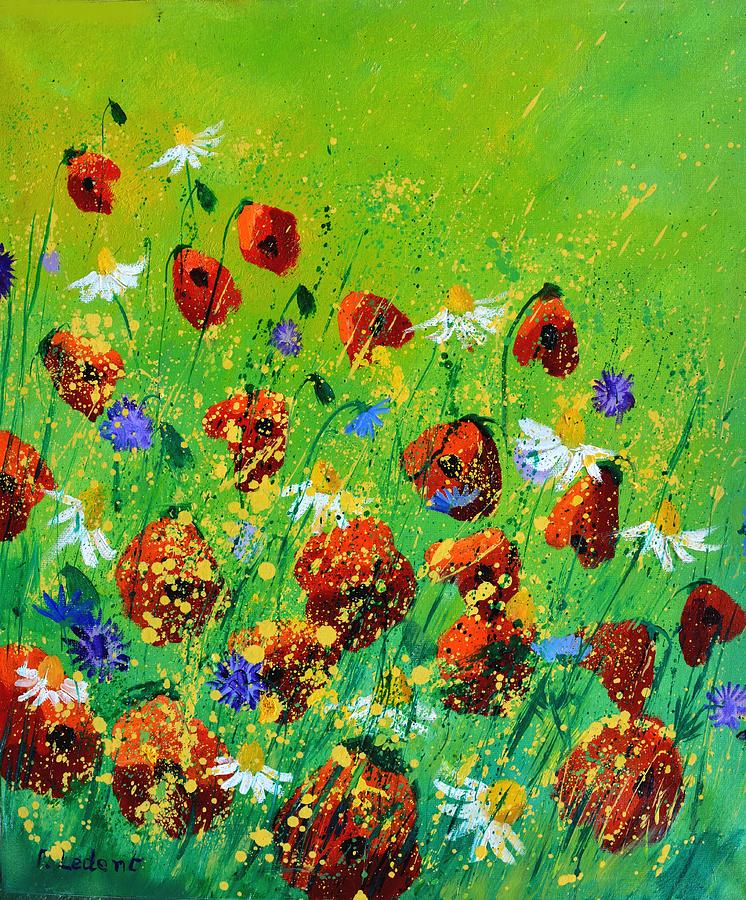 Red poppies  #3 Painting by Pol Ledent