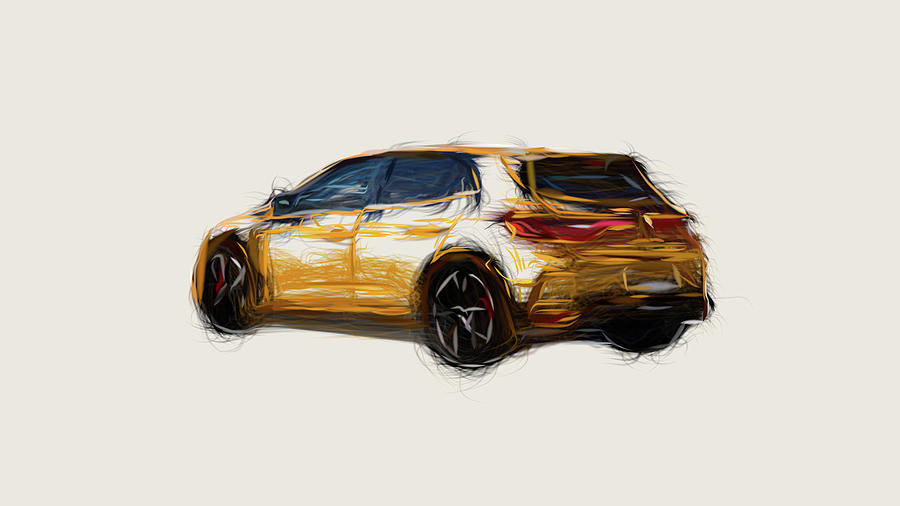 Renault Megane RS Trophy Car Drawing #3 Digital Art by CarsToon Concept