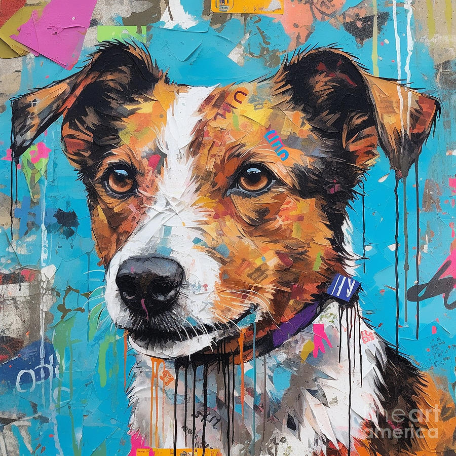 Rich  Graffiti  Painting  Jack  Russel  Terrier  By Asar Studios Painting