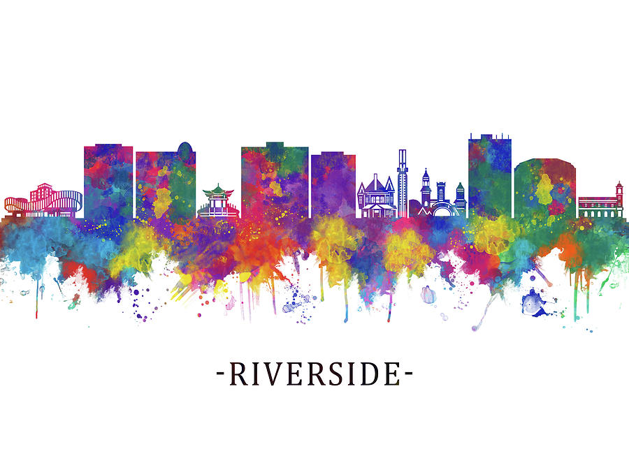 Riverside California Skyline Mixed Media By Nextway Art - Fine Art America