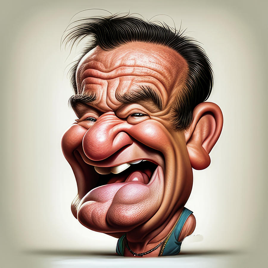 Robin Williams caricature Digital Art by Fine Art Attic - Fine Art America