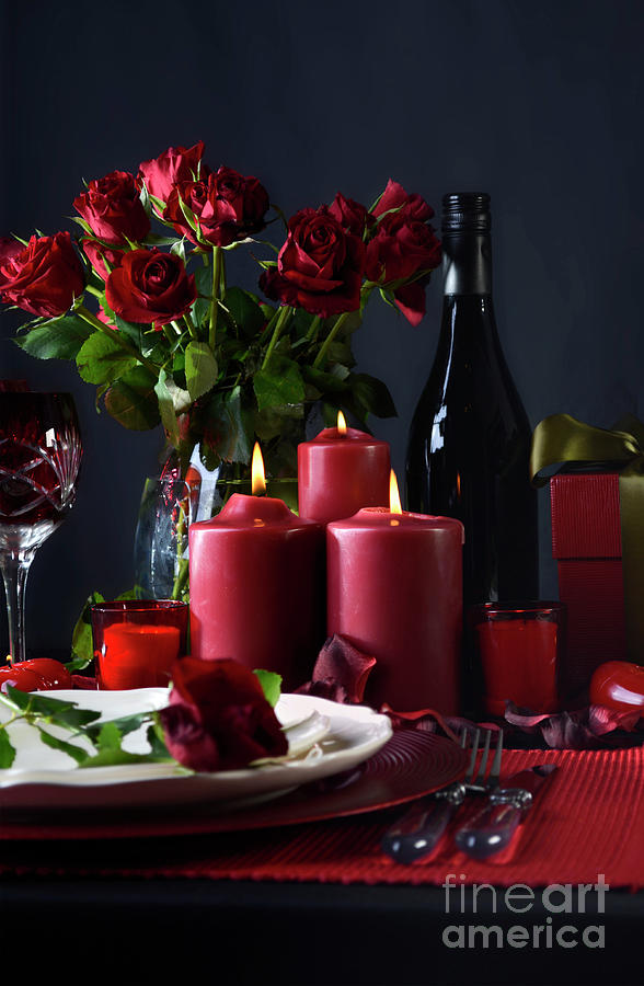 Romantic Valentine Table Setting #3 Photograph by Milleflore Images