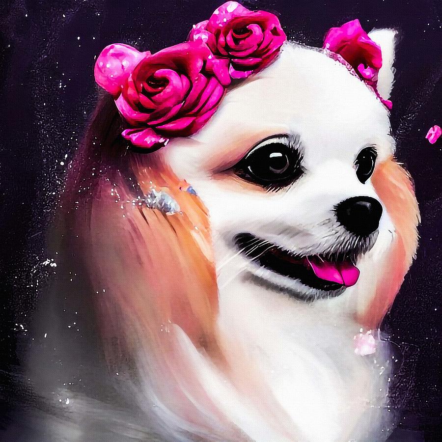 Rose Princess Pomeranian Dog Digital Art by Adrien Efren - Fine Art America