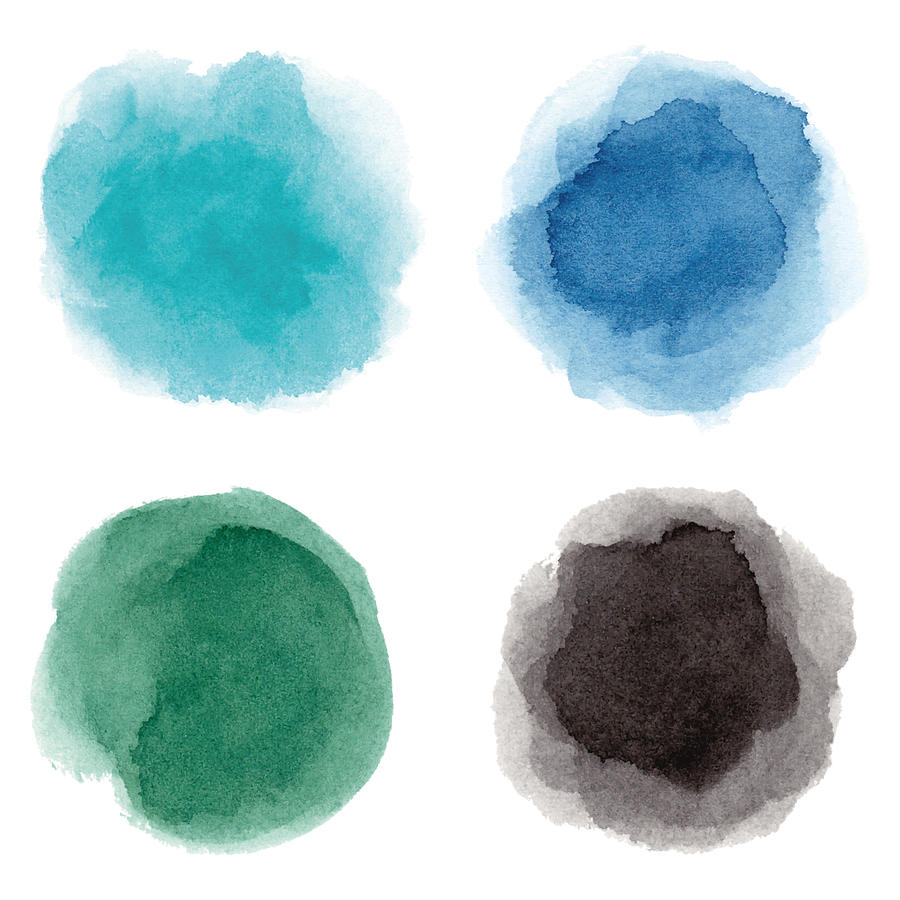 Round multicolored watercolor spots #3 Drawing by Ollustrator