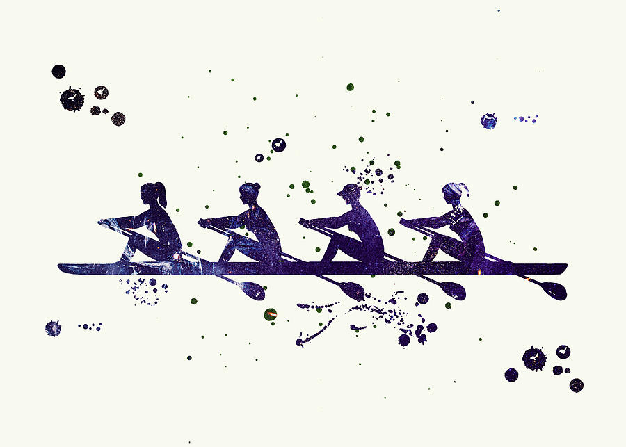 Rowing Watercolor Print Female Rower Poster Rowing Girls Team