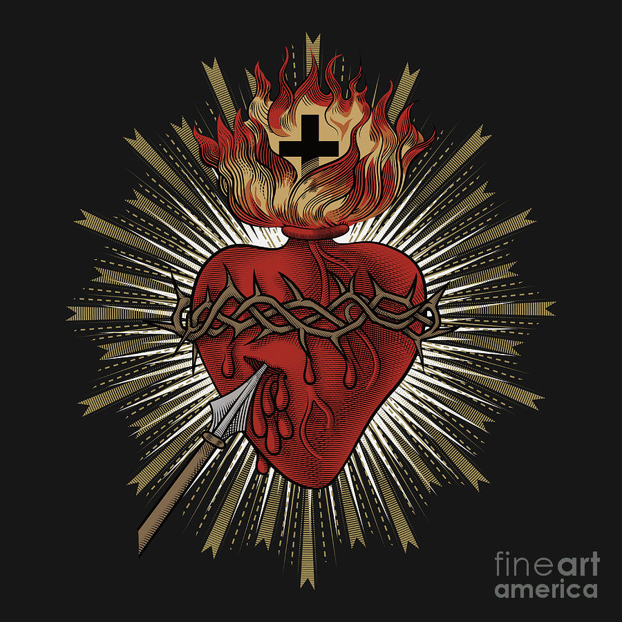 Sacred Heart  Sacred heart art, Sacred art, Sacred heart tattoos