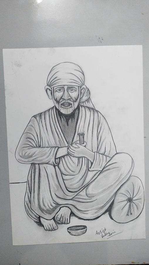 Simple Drawings - Shiridi Sai Baba 🤗 Humanity, love, kindness, discipline  can be learnt from his teachings and life stories (Sai Baba Parayanam).  Love one another and help others to rise to