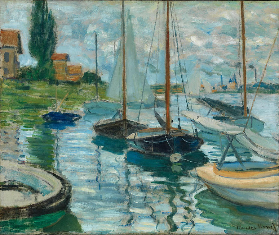 Claude Monet Painting - Sailboats on the Seine at Petit   Gennevilliers  #3 by Claude Monet