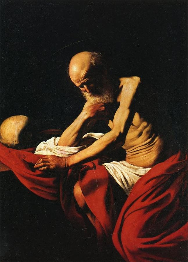 Saint Jerome in Meditation Painting by Caravaggio