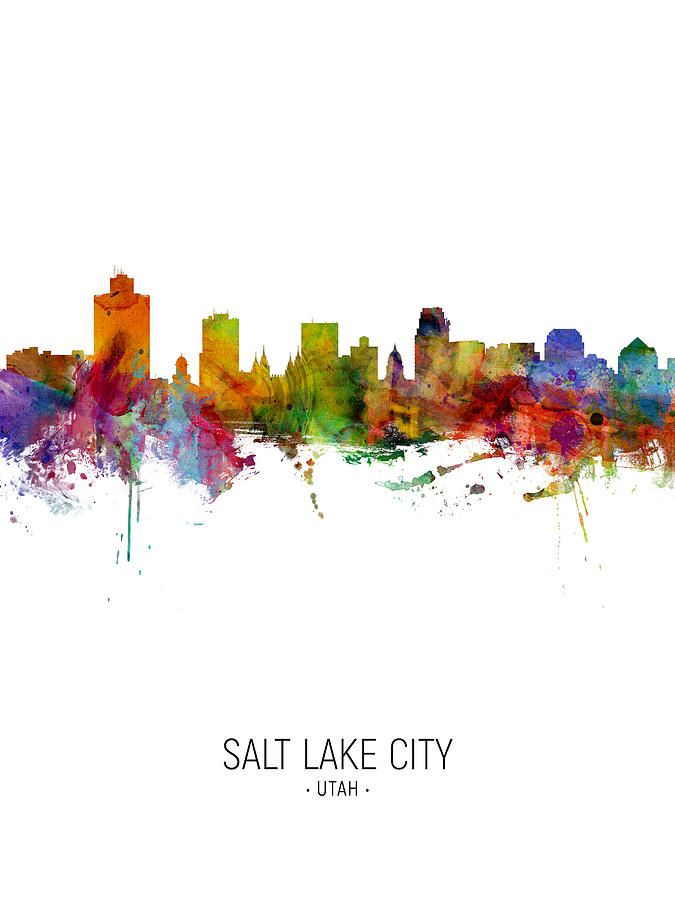 Salt Lake City Utah Skyline #3 Digital Art by Michael Tompsett