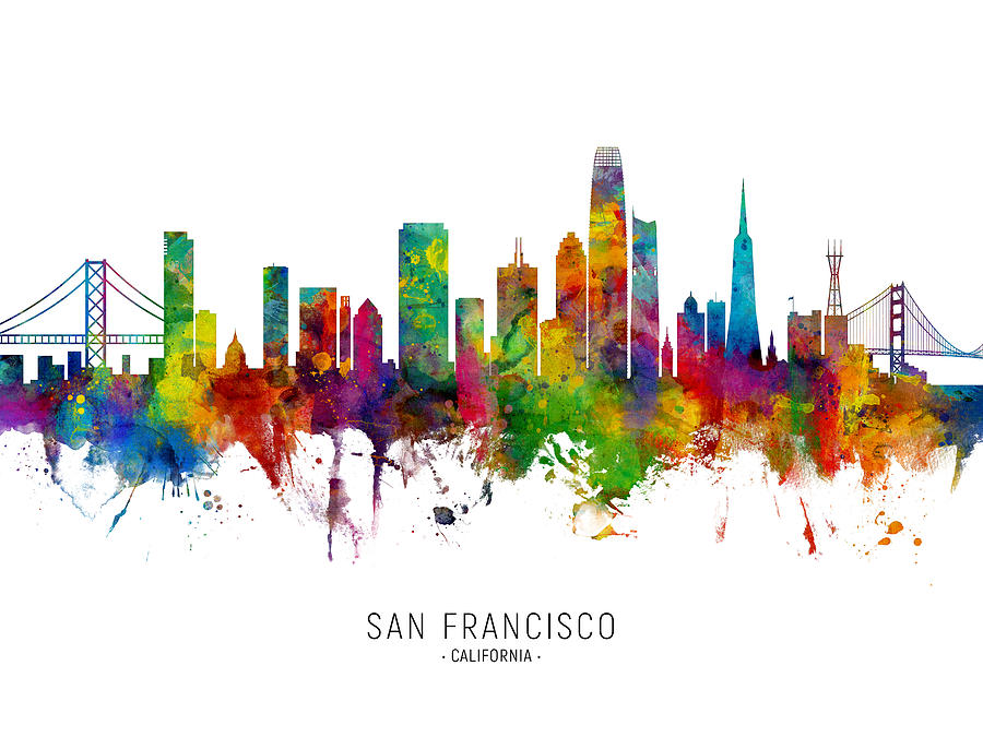San Francisco Digital Art - San Francisco California Skyline by Michael Tompsett