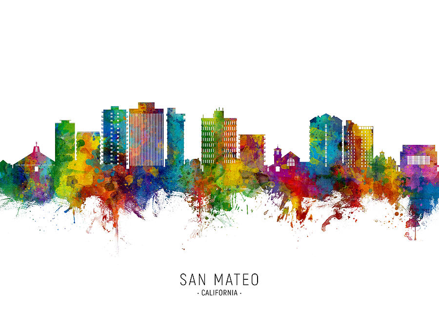 San Mateo California Skyline #3 Digital Art by Michael Tompsett