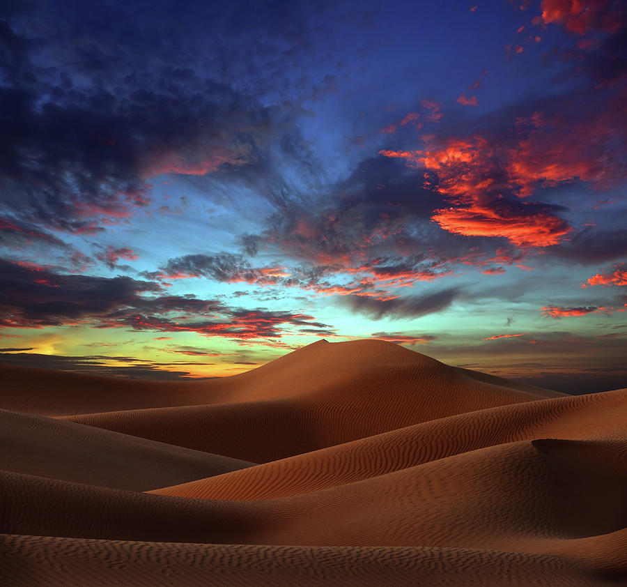 Sand Dunes In Desert At Sunset #3 Photograph by Mikhail Kokhanchikov