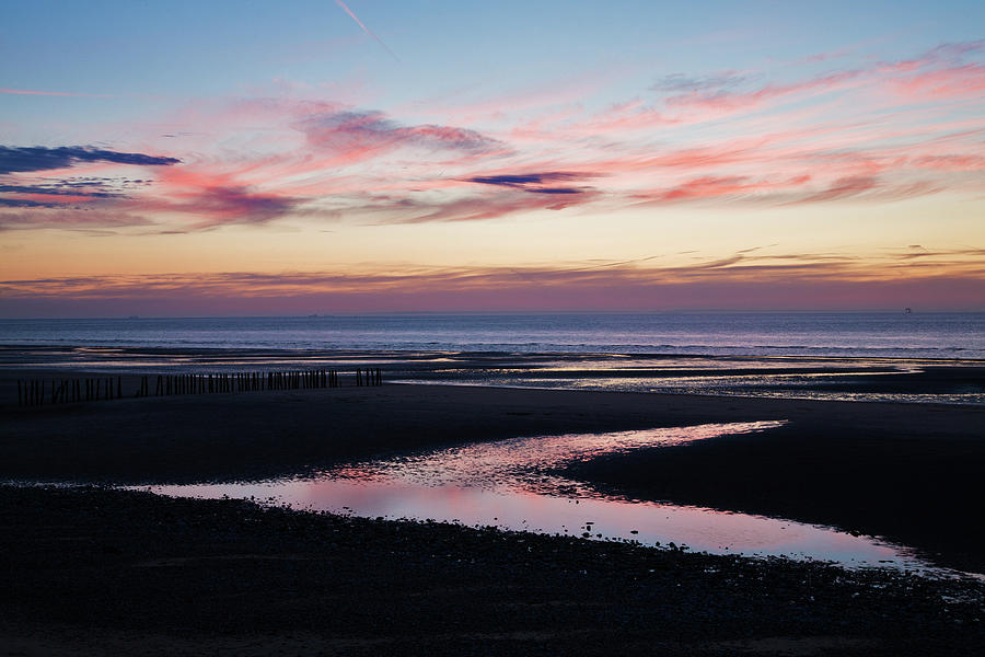 Sangatte beach at sunset #3 Photograph by Ian Middleton