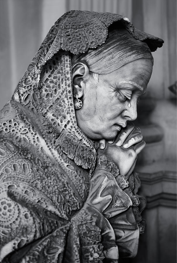 Immortal Stone - Statue Art of Staglieno Genoa black and white photos #6 Sculpture by Paul E Williams