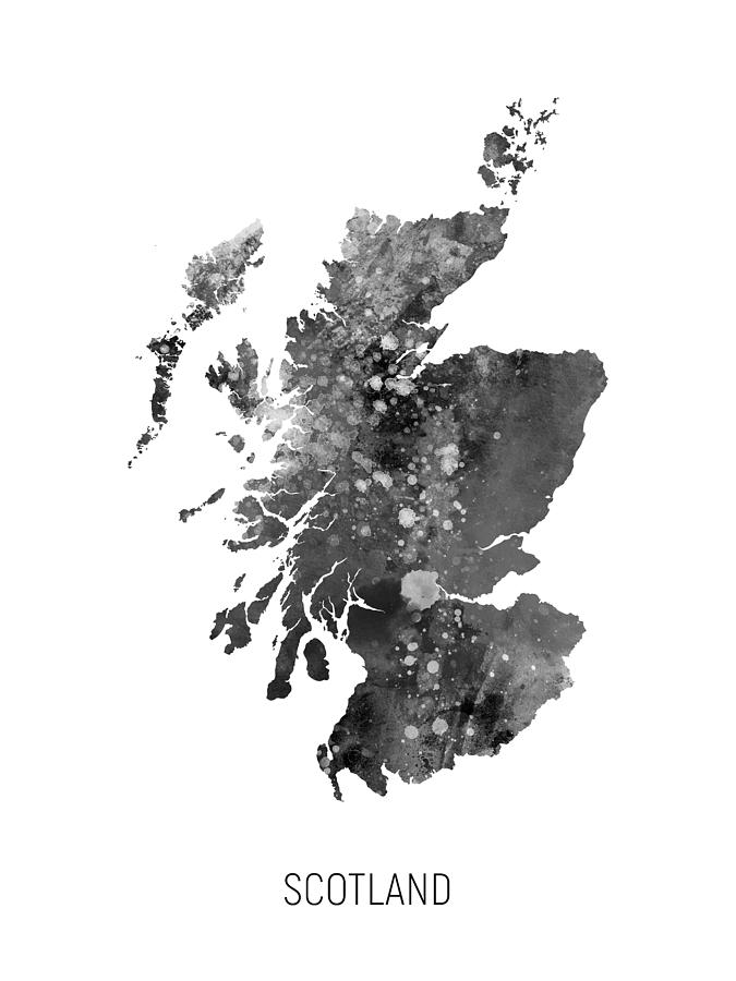 Scotland Watercolor Map #3 Digital Art by Michael Tompsett