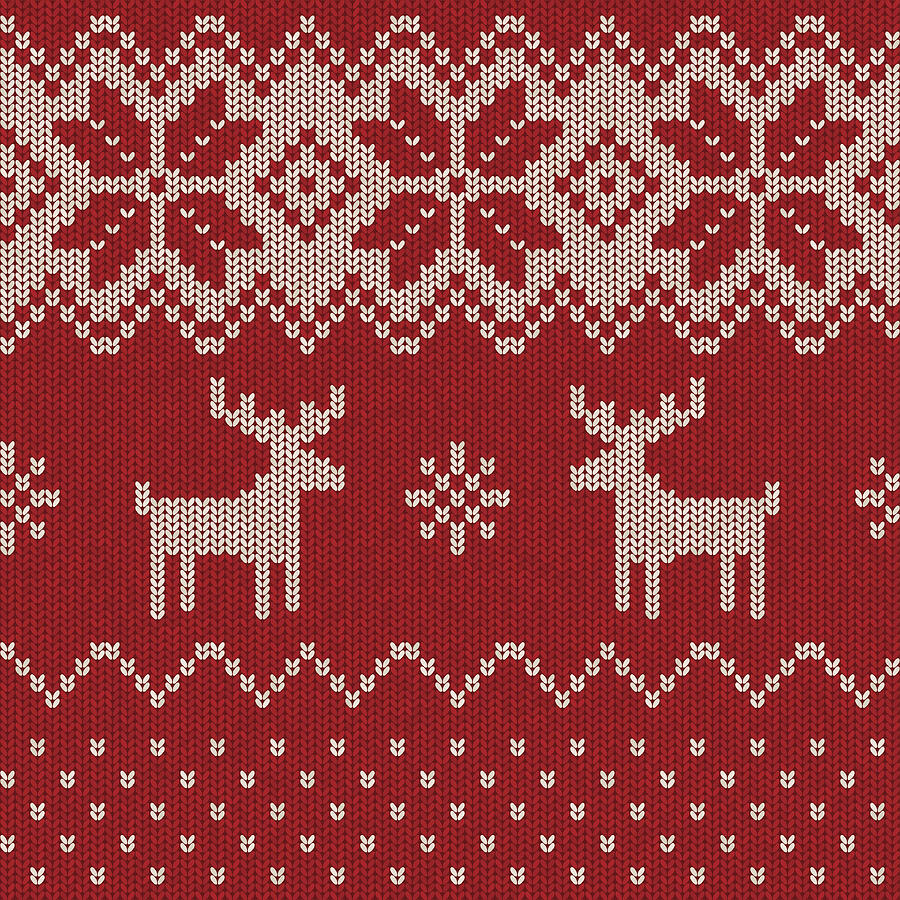 Seamless Knitted Christmas Pattern #3 Drawing by Jamielawton