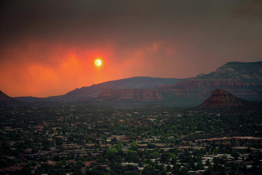 Sedona Wildfire Sunset Photograph by Ray Devlin