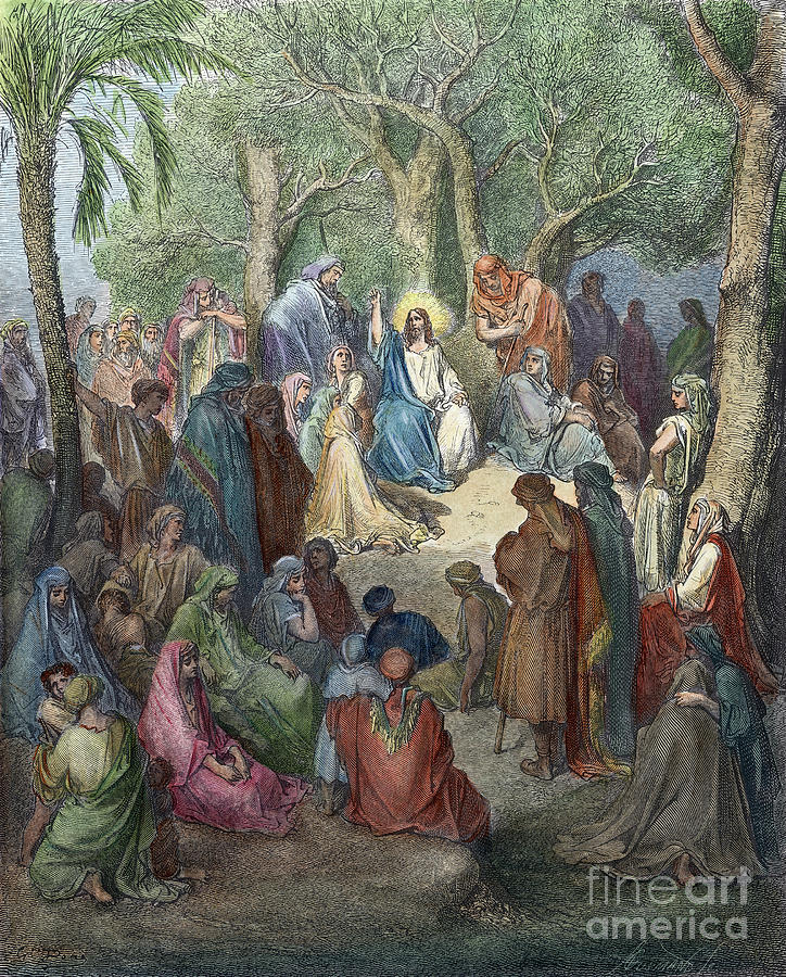 Sermon On The Mount #1 Drawing by Gustave Dore