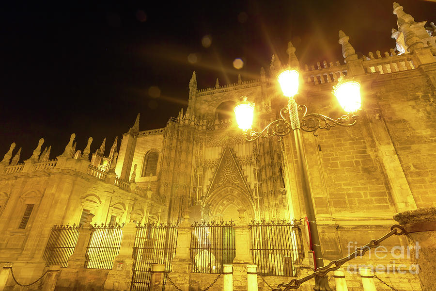 Seville Cathedral Spain at night #3 Photograph by Benny Marty