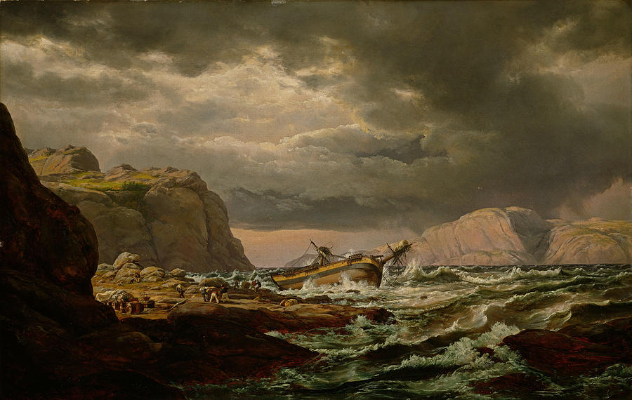 Johan Christian Dahl Painting - Shipwreck on the Coast of Norway  #3 by Johan Christian Dahl