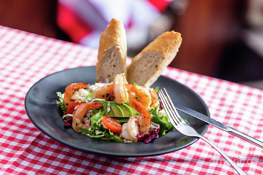 Shrimp salad served in american restaurant #3 Photograph by Michal Bednarek